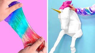 UNIQUE UNICORN CRAFTS  DIY Papercraft Unicorn And Unicorn Slime [upl. by Grath742]