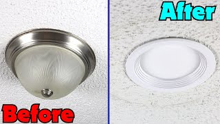 How to Install LED Canless Recessed lighting  Upgrade Flush Mounted Lights [upl. by Wiltz186]