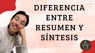 DIFERENCIA ENTRE RESUMEN Y SÍNTESIS [upl. by Donata]