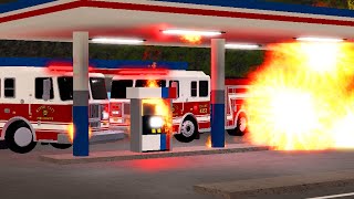 FIRE CAUSES GAS STATION EXPLOSION  ERLC Roblox Liberty County [upl. by Tonya]