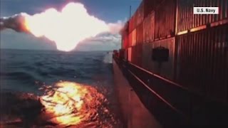 See Tomahawk missile strike a ship [upl. by Novyaj]