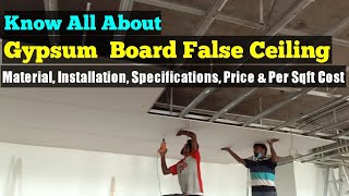 Gypsum False Ceiling Installation Material Cost amp Specifications  Rate of Gypsum Board Ceiling [upl. by Shaddock298]