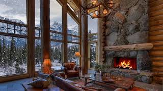 Cozy Ambience  Winter House  Crackling Fire amp Snow Falling  ASMR [upl. by Whitby80]