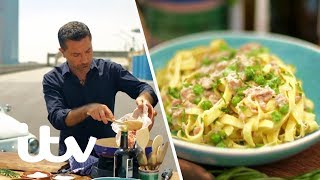 Gino Dacampo Makes Fettuccine Pasta on the Famous Lingotto Rooftop Track  Ginos Italian Express [upl. by Benoit]