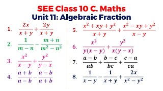 Unit 11 Algebraic Fractions  Top Short Question Solutions  Class 10 C Math  SEE 2081 [upl. by Odnanref]