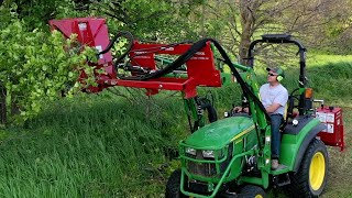 Mow Tree Limbs From Tractor Loader Mounted Rotary Cutter [upl. by Nahtnahoj]