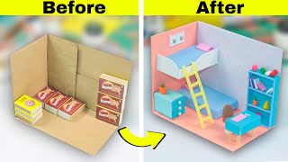 DIY Miniature Dollhouse from waste boxes  How to make Dollhouse with boxes at home [upl. by Airtened697]