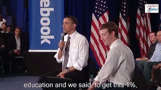 Learn English with President Obama and Mark Zuckerberg at Facebook Town Hall  English Subtitles [upl. by Ellehsim902]