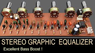 Make 5 Band Stereo Parametric Audio Equalizer Using 10 Transistors amp 4558 or NE5532 IC  LA3600 [upl. by Netti]