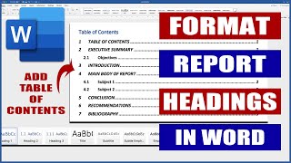 Report Writing Part 1  Headings and Table of Contents  Microsoft Word Tutorials [upl. by Ileek]