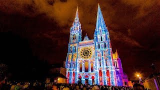 The Chartres Cathedral Luminaires France Light Show [upl. by Yelrebma615]