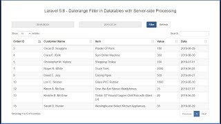 Laravel 58  Date range Filter in Datatables with Serverside Processing [upl. by Annawal656]