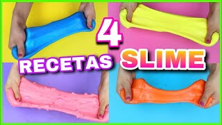 4 RECETAS PARA HACER SLIME  SLIME FÁCIL Y SIN BÓRAX  NatyGloss [upl. by Ecirual]