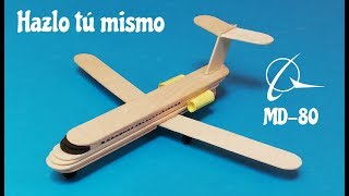 Como hacer un avion de pasajeros con palillos de helado [upl. by Yelime]