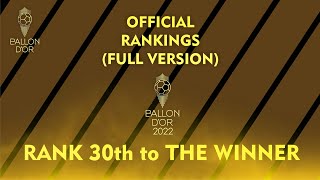 BALLON DOR 2022  OFFICIAL RANKINGS COMPLETE 30 NOMINEES [upl. by Noll619]