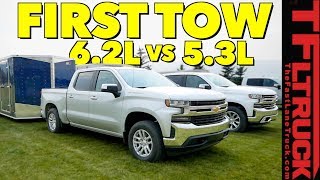 Compared 2019 Chevy Silverado 1500 53L vs 62L V8 First Tow Review [upl. by Nossah]