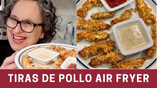 Tiras de Pollo Empanizado Crujientes al Air Fryer Chicken Tenders  The Frugal Chef [upl. by Heloise592]