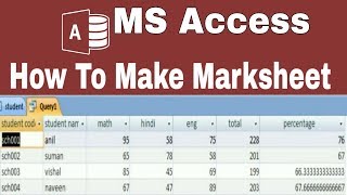 Lesson 1  Calculate marksheet table using ms accessMs Access [upl. by Lennaj185]