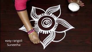 Simple cute muggulu designs  easy rangoli by Suneetha  new kolams [upl. by Meean58]