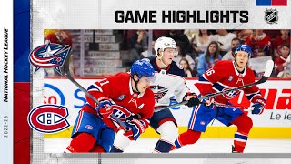 Blue Jackets  Canadiens 325  NHL Highlights 2023 [upl. by Adi]