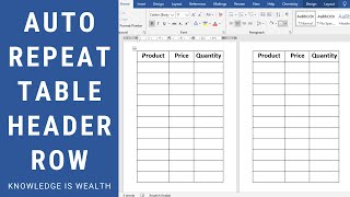 How to repeat header row in Microsoft Word [upl. by Schreiber]