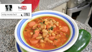 FRIJOLES CHARROS  Vicky Receta Facil [upl. by Zed]