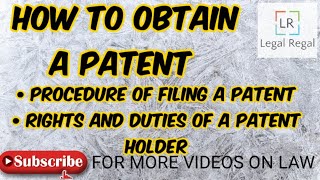 Patents lecture 2 flowchartProcedure of filing patent rights duties and limitations of patentee [upl. by Enelyaj424]