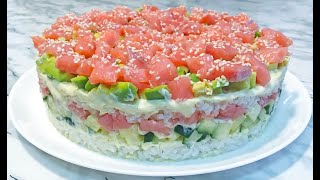 Салат quotСУШИquot Неимоверно Вкусный и Очень Красивый  Ленивые Суши  Sushi Salad [upl. by Ennyleuqcaj]