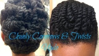 60 Chunky Cornrows amp Twists Updo Tutorial [upl. by Ibson]