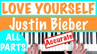 How to play LOVE YOURSELF  Justin Bieber Piano Chords Tutorial [upl. by Lladnarc755]