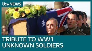 Unknown soldiers from WW1 laid to rest with military honours  ITV News [upl. by Domeniga298]