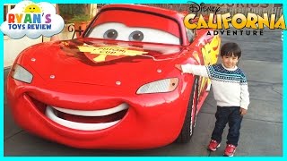 GIANT LIGHTNING MCQUEEN and Amusement Rides for Kids at Disneyland [upl. by Ladiv]