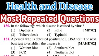 human health and disease mcq for neet  biology most repeated questions 17 [upl. by Ellehs104]