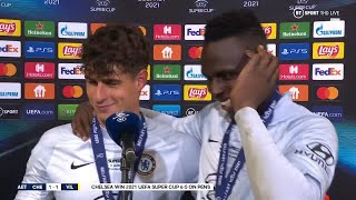 Kepa and Mendy do joint interview after inspired substitution leads Chelsea to Super Cup glory [upl. by Eveneg]