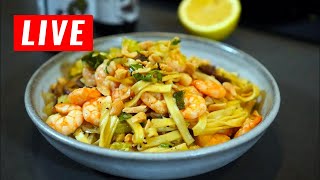 LIVE Recette des nouilles sautées crevettes à l’ail [upl. by Sully]