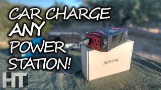 How To CAR CHARGE Solar Generators From 12 Volt Vehicles BESTEK 300w Pure Sine Inverter Review [upl. by Iruahs]