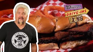 Guy Fieri Eats Texas Brisket  Diners DriveIns and Dives  Food Network [upl. by Drummond61]