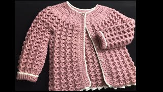 Chaquetita o chambrita tejida a crochet o ganchillo paso a paso 010 años Crochet for Baby [upl. by Filippa657]