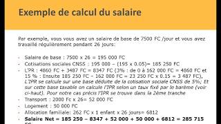 Calcul du salaire en RDC en 2020 [upl. by Pugh737]