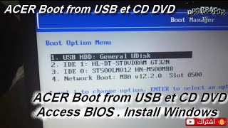 ACER Boot from USB et CD DVD  Access BIOS  Install Windows [upl. by Ahsotan]