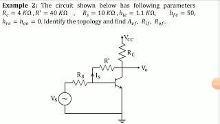 Feedback Amplifier Numerical Example 2 [upl. by Thorn953]