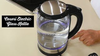 Cosori Electric Glass Kettle Review  Hot Water Kettle Unboxing  Amy Learns to Cook [upl. by Netsriik]