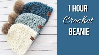 1 Hour Crochet Beanie Easy Pattern [upl. by Ehcram]