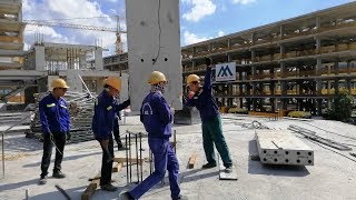 PRECAST COLUMN INSTALLATION PROCESS  PRECAST CONCRETE COLUMN [upl. by Ahab]