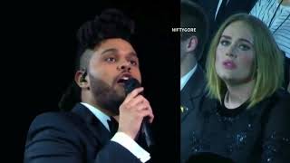 Adeles reaction to The Weeknd Grammy performance [upl. by Jahdai]