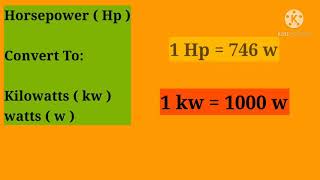 How to Convert Hp to Kw and watts  Electrical basic formula [upl. by Horst285]