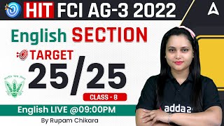 HIT FCI AG 3  English Section  Target 2525  Day8 By Rupam Chikara [upl. by Isyak]