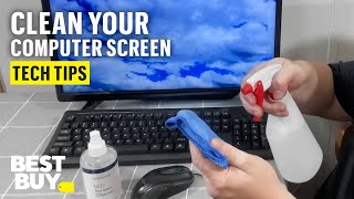 How To Clean Your Computer Screen  Tech Tips from Best Buy [upl. by Ahtenak]