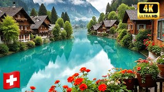 Peaceful Rainy Walk in Swiss Town INTERLAKEN 🇨🇭Switzerland [upl. by Nies]