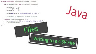 Java  Writing to a CSV file [upl. by Julissa675]